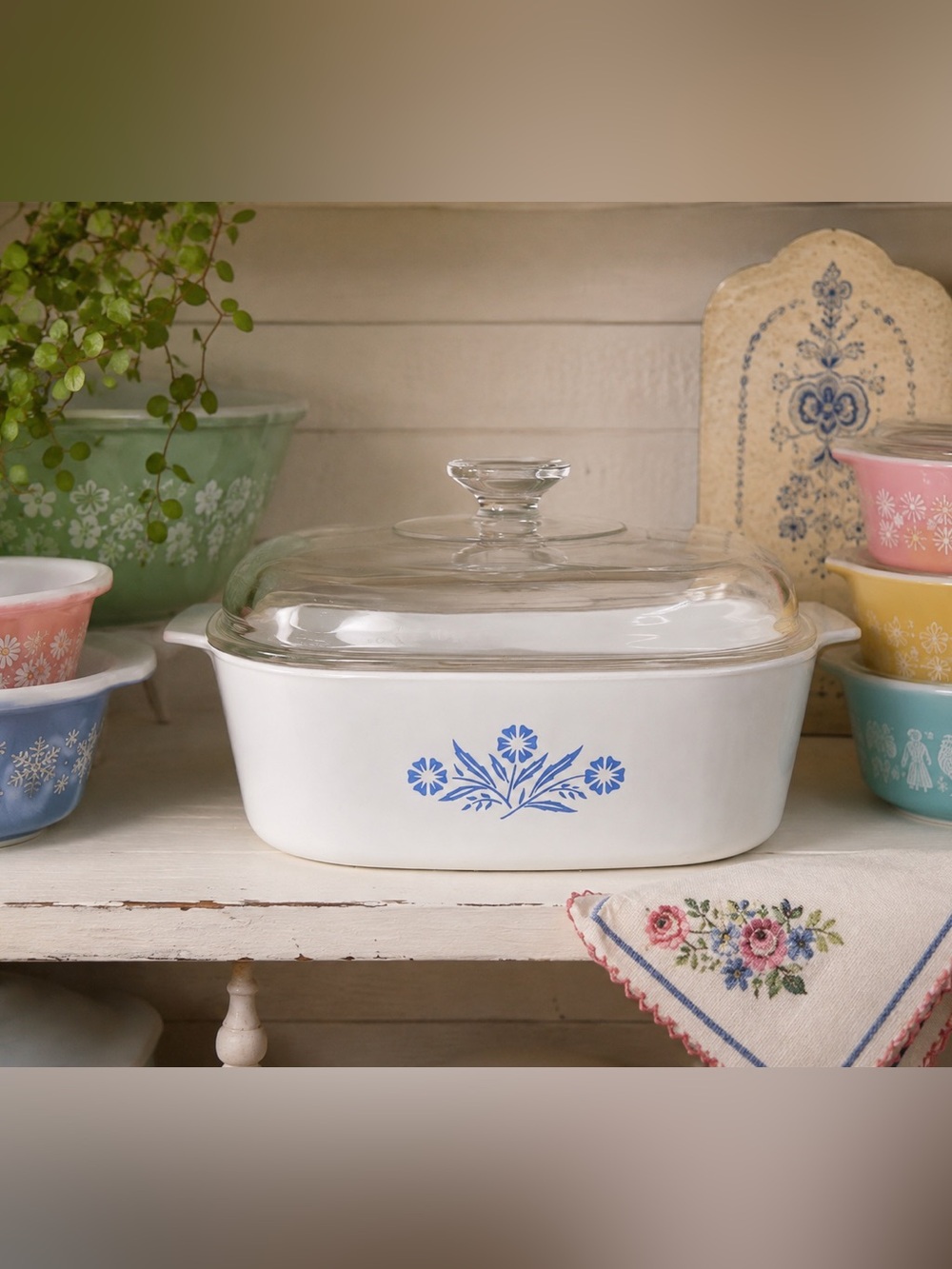 Vintage 1970s CorningWare Blue Cornflower 4 Qt Casserole A-84-B
